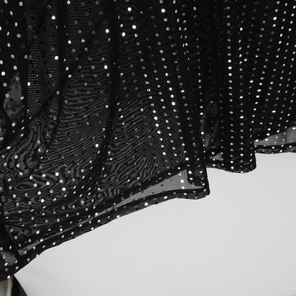 Black Mesh Sequin Tunic Dress Oversized Sheer T-Shirt Mini Clubwear One Size - Picture 4 of 6